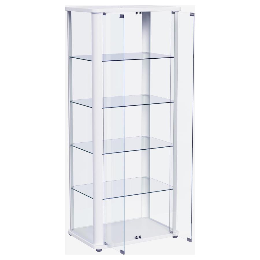 Aero 5-shelf Display Curio Cabinet with LED Lighting White-5