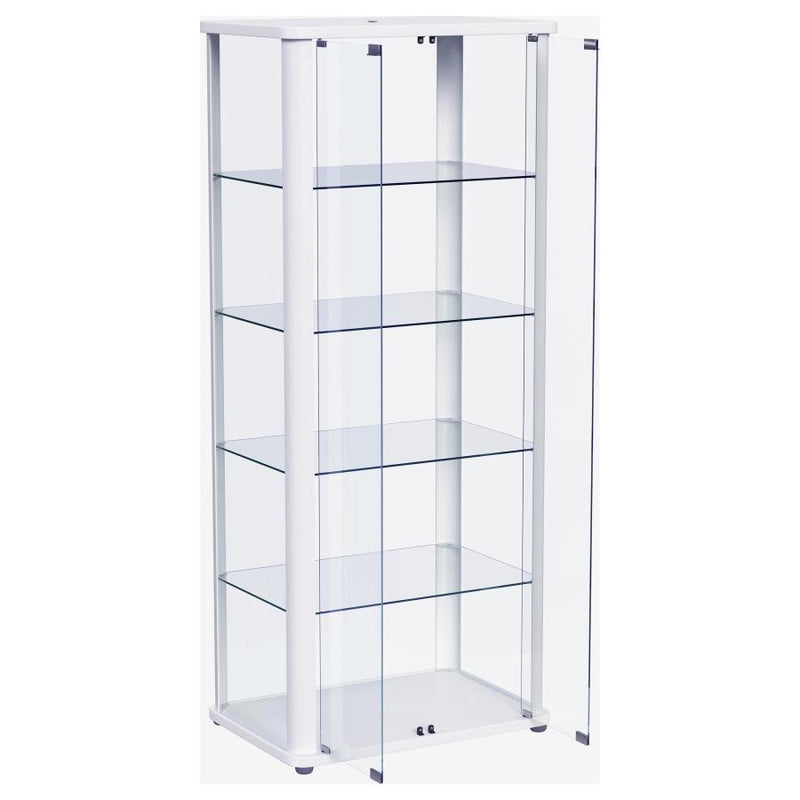 Aero 5-shelf Display Curio Cabinet with LED Lighting White-zoom-