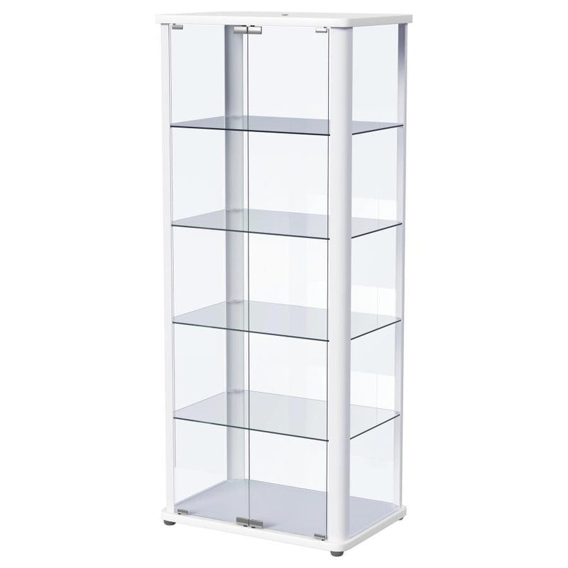 Aero 5-shelf Display Curio Cabinet with LED Lighting White-zoom-