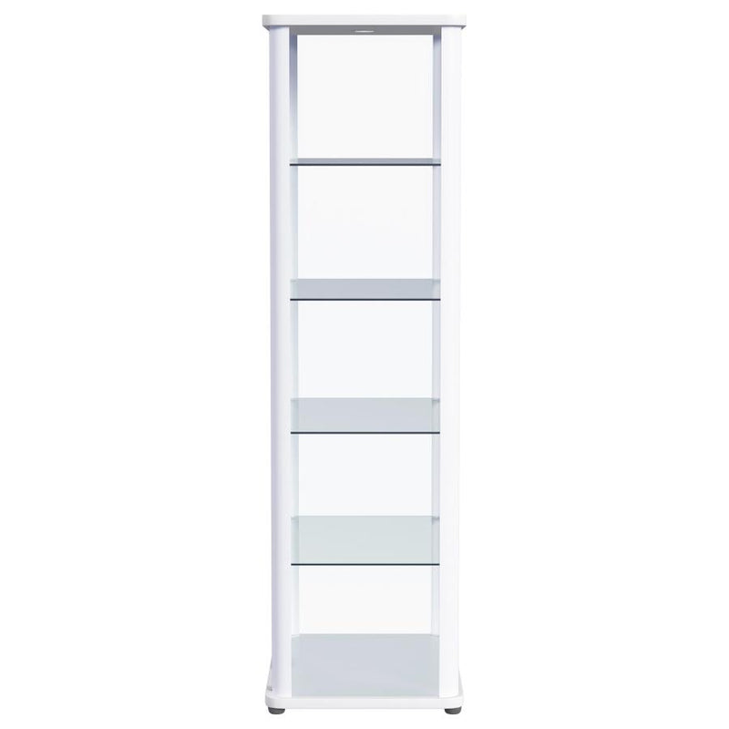 Aero 5-shelf Display Curio Cabinet with LED Lighting White-zoom-