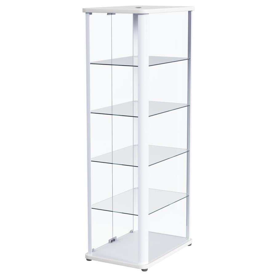 Aero 5-shelf Display Curio Cabinet with LED Lighting White-9