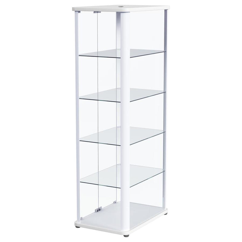 Aero 5-shelf Display Curio Cabinet with LED Lighting White-zoom-