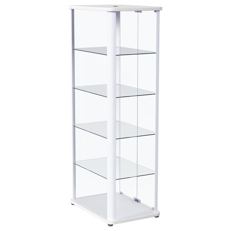 Aero 5-shelf Display Curio Cabinet with LED Lighting White-zoom-