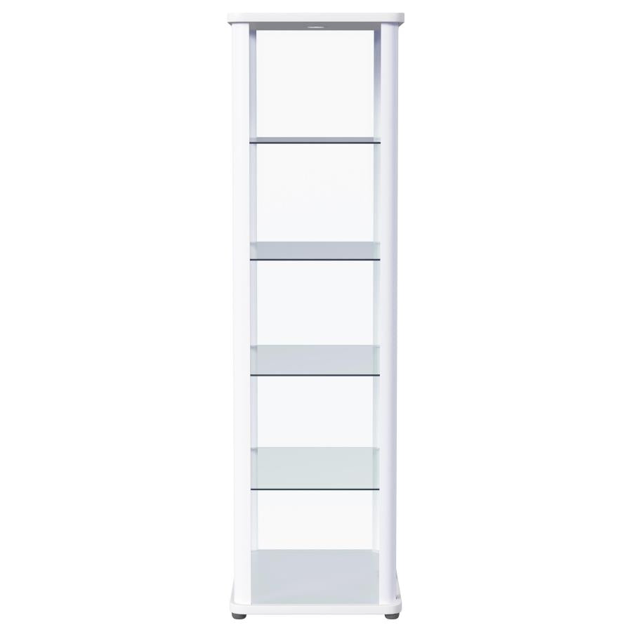 Aero 5-shelf Display Curio Cabinet with LED Lighting White-11
