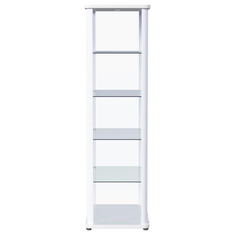 Aero 5-shelf Display Curio Cabinet with LED Lighting White-zoom-