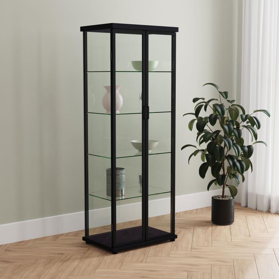 Aero 4-shelf Display Curio Cabinet with LED Lighting Black-2
