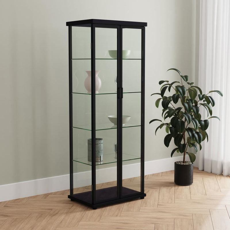 Aero 4-shelf Display Curio Cabinet with LED Lighting Black-zoom-