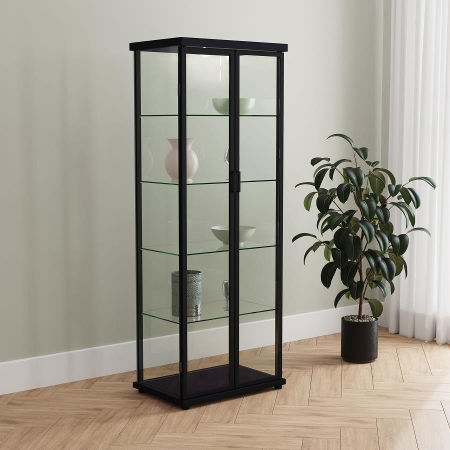 Aero 4-shelf Display Curio Cabinet with LED Lighting Black-zoom-3