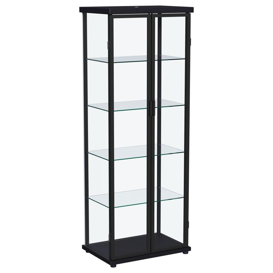 Aero 4-shelf Display Curio Cabinet with LED Lighting Black-1