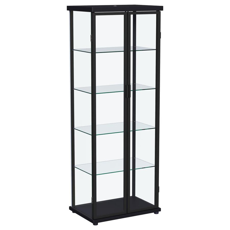 Aero 4-shelf Display Curio Cabinet with LED Lighting Black-zoom-