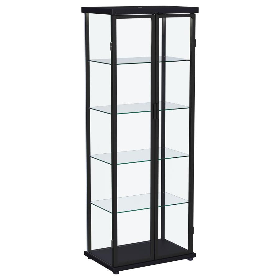 Aero 4-shelf Display Curio Cabinet with LED Lighting Black-zoom-4