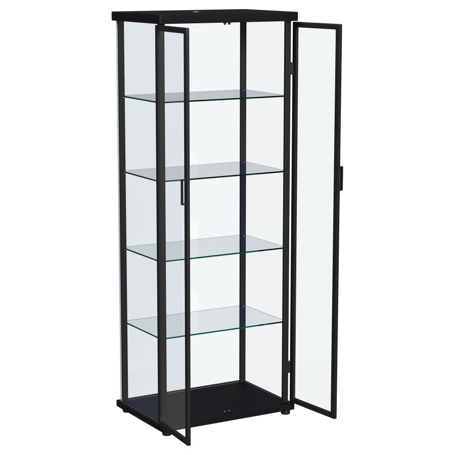 Aero 4-shelf Display Curio Cabinet with LED Lighting Black-5