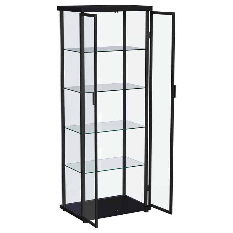 Aero 4-shelf Display Curio Cabinet with LED Lighting Black-zoom-