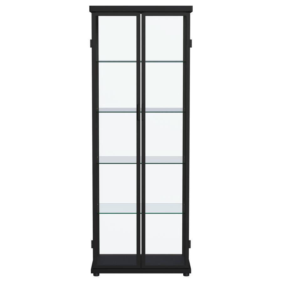Aero 4-shelf Display Curio Cabinet with LED Lighting Black-6