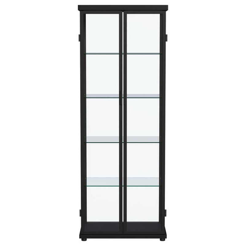 Aero 4-shelf Display Curio Cabinet with LED Lighting Black-zoom-