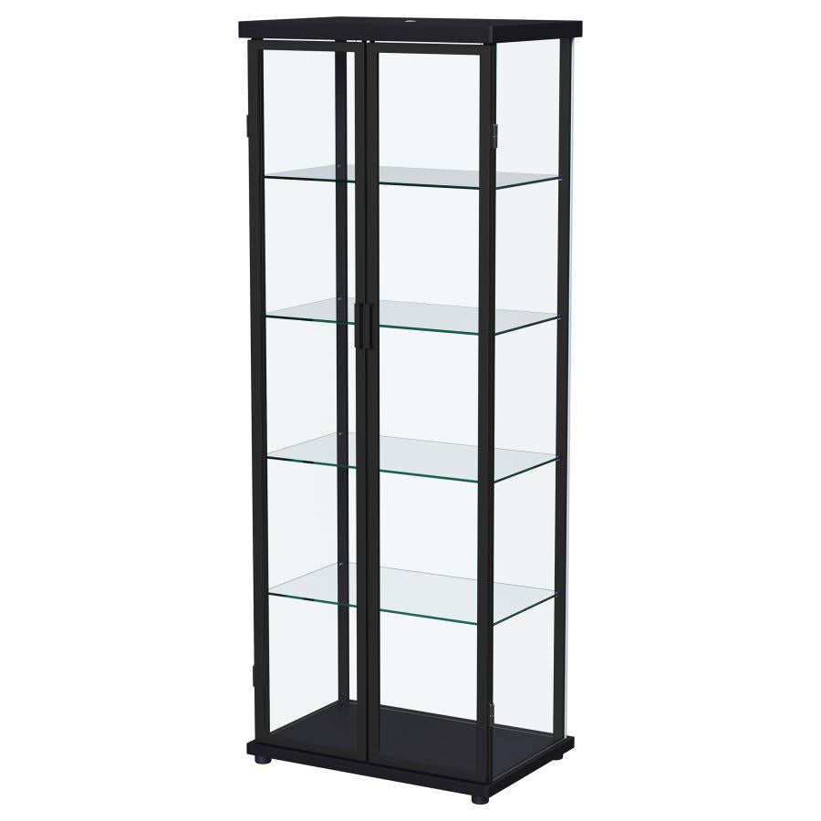Aero 4-shelf Display Curio Cabinet with LED Lighting Black-zoom-7