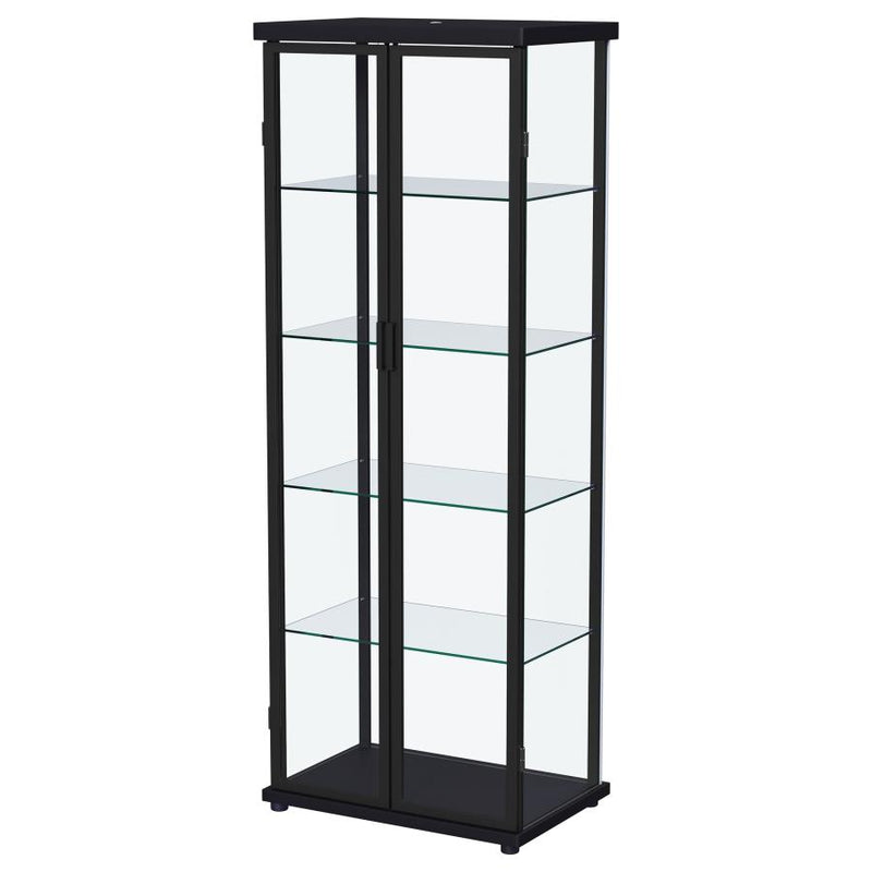 Aero 4-shelf Display Curio Cabinet with LED Lighting Black-zoom-