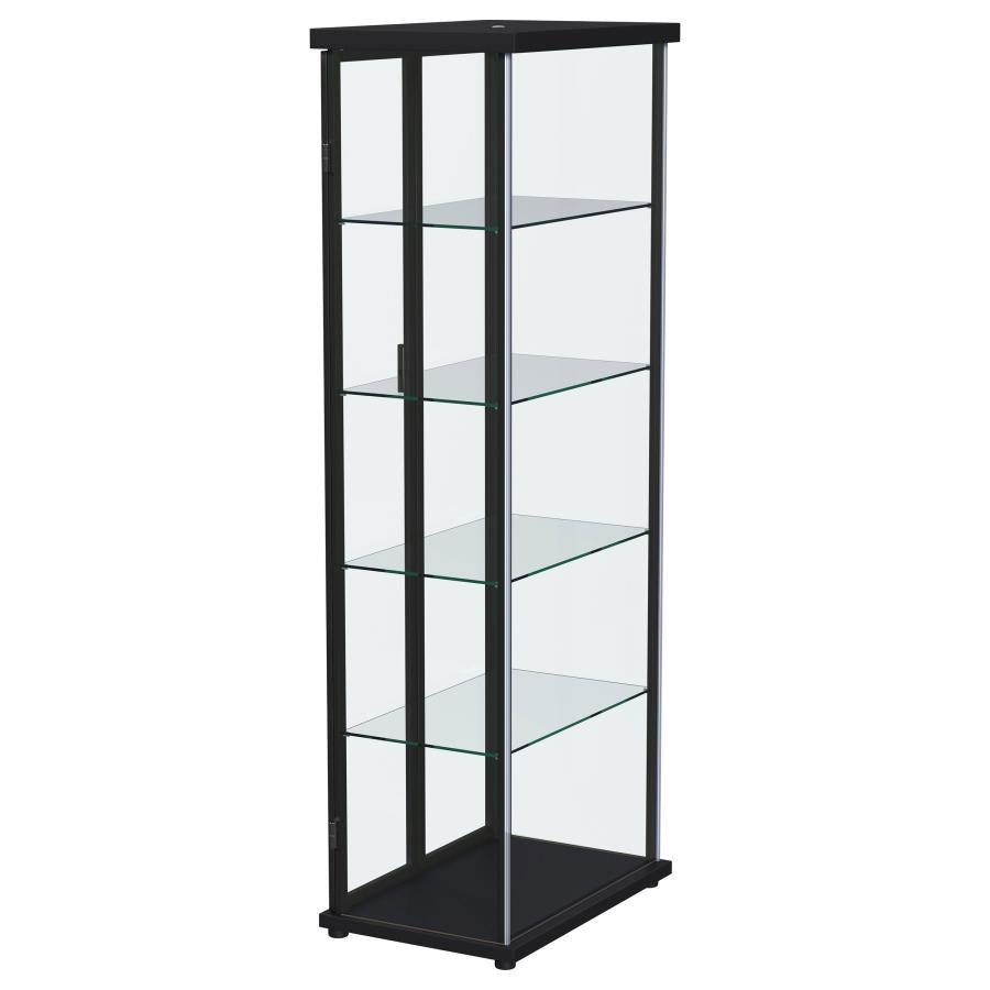 Aero 4-shelf Display Curio Cabinet with LED Lighting Black-9