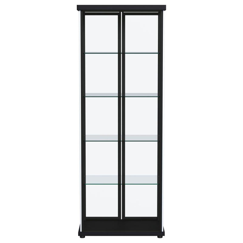 Aero 4-shelf Display Curio Cabinet with LED Lighting Black-zoom-