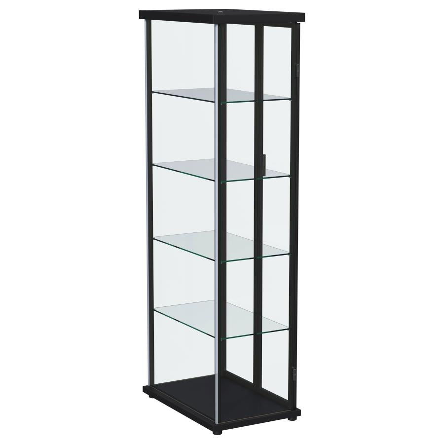 Aero 4-shelf Display Curio Cabinet with LED Lighting Black-11