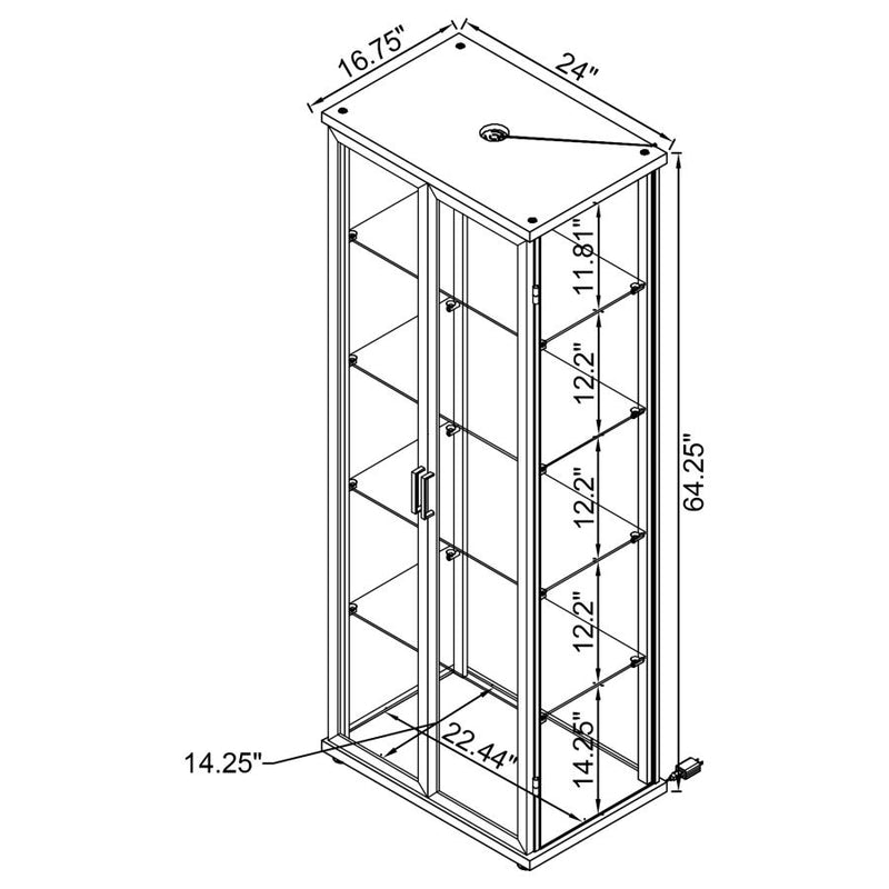 Aero 4-shelf Display Curio Cabinet with LED Lighting Black-zoom-