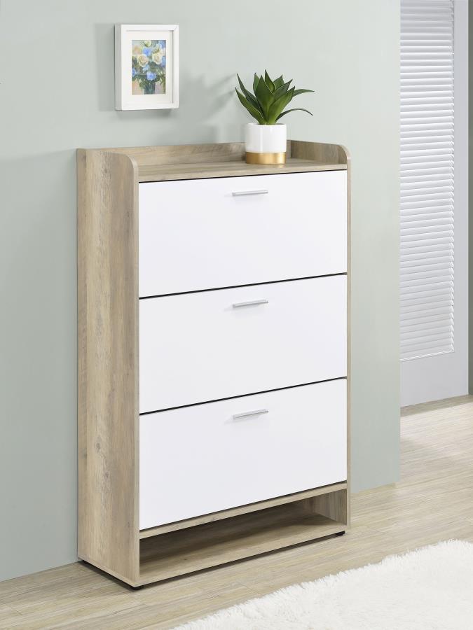 Denia 3-tier Engineered Wood Shoe Cabinet White-2