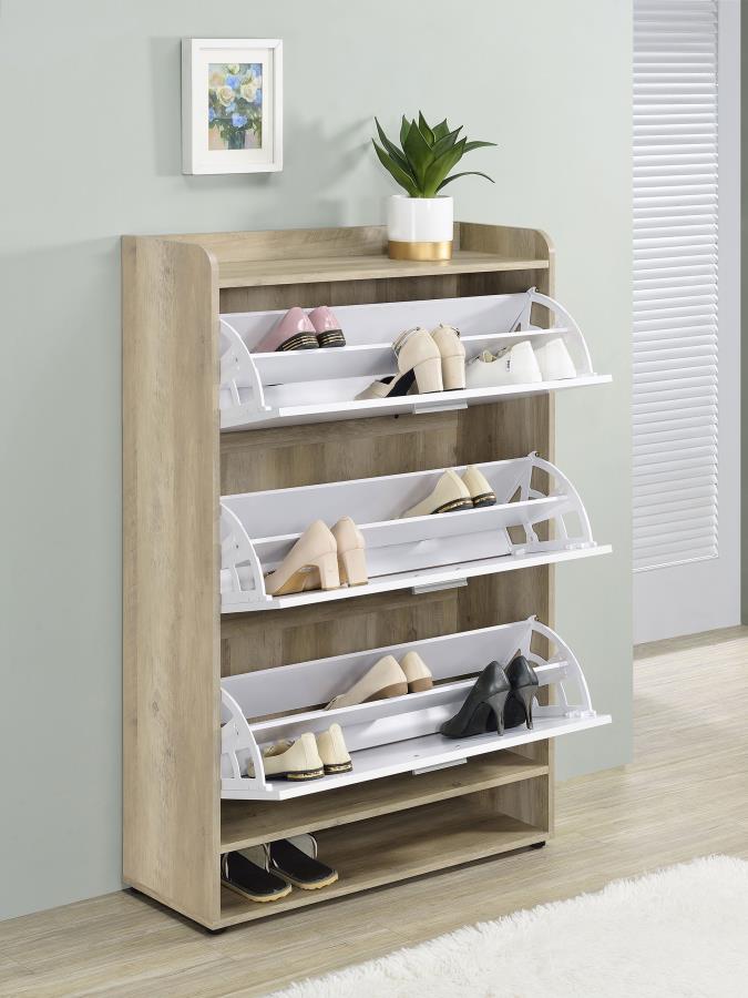 Denia 3-tier Engineered Wood Shoe Cabinet White-3