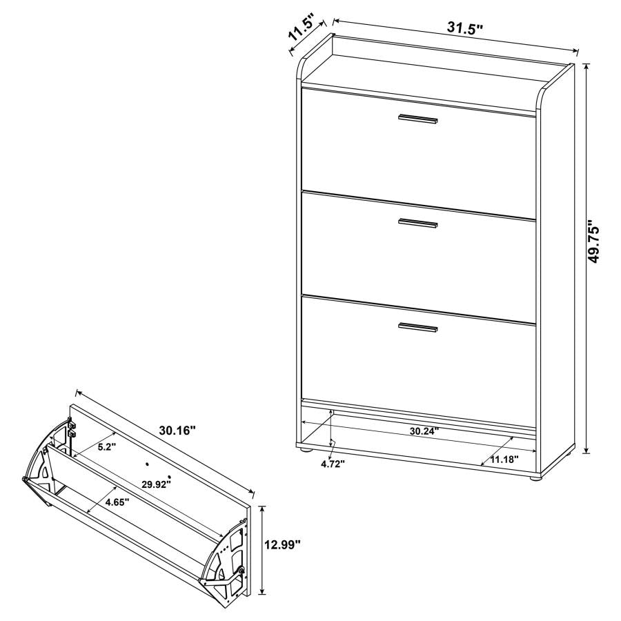 Denia 3-tier Engineered Wood Shoe Cabinet White-zoom-13