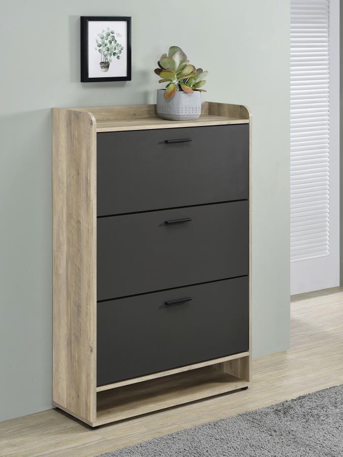 Denia 3-tier Engineered Wood Shoe Cabinet Grey-zoom-2