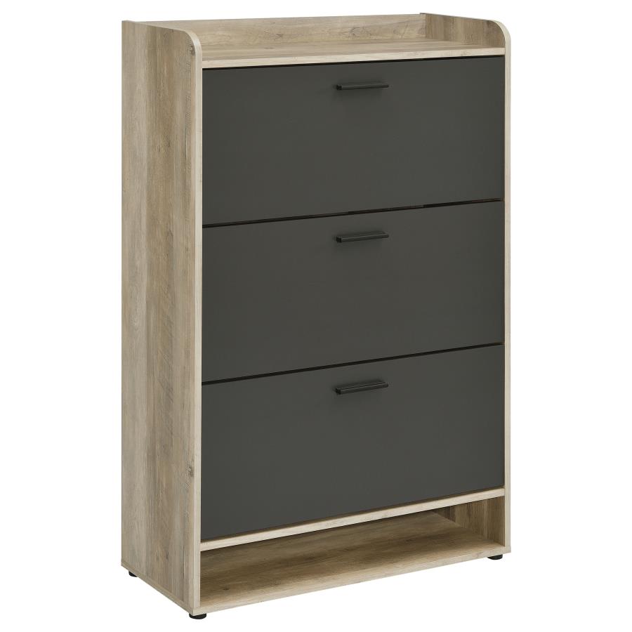 Denia 3-tier Engineered Wood Shoe Cabinet Grey-1