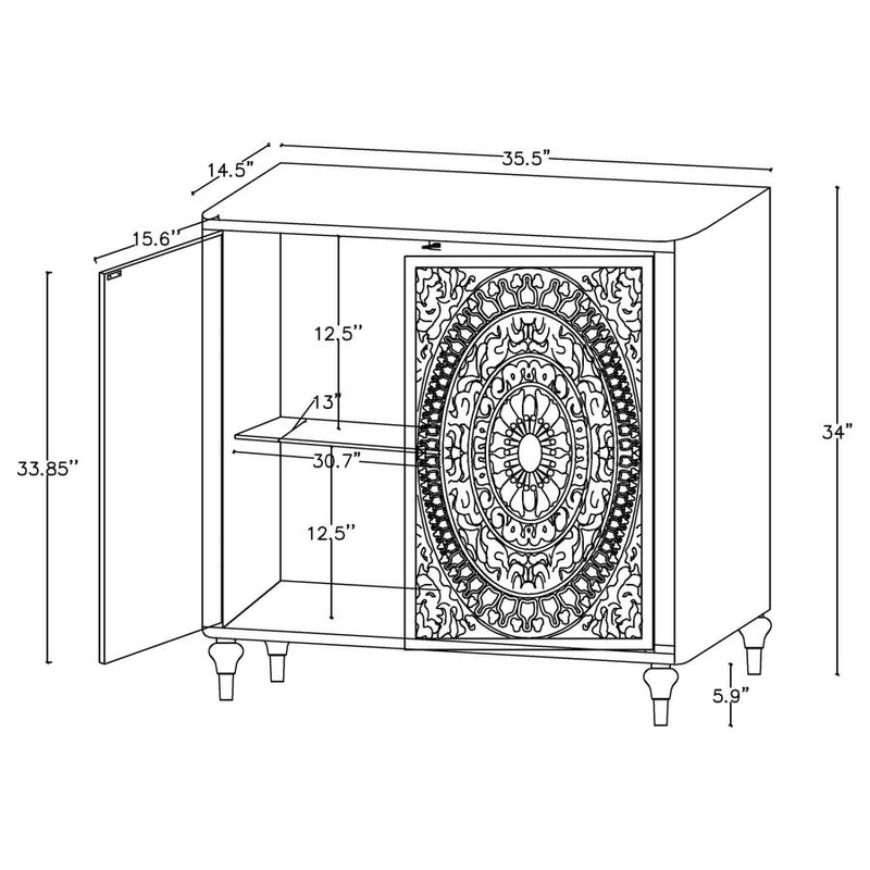 Cardella 2-door Mandala Accent Cabinet Distressed White-zoom-
