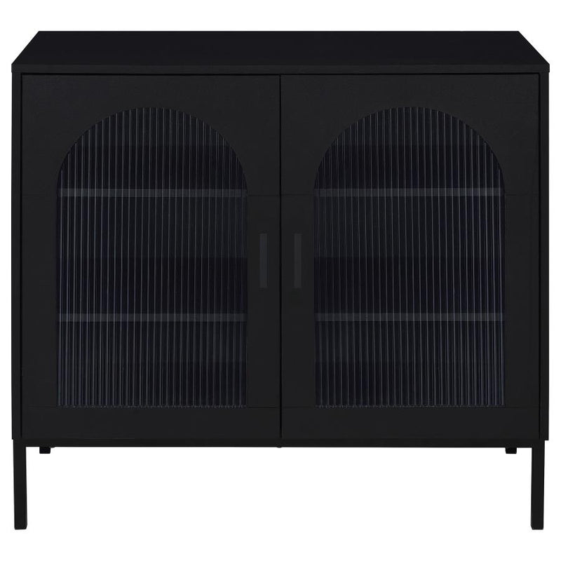 Jess 2-door Arched Fluted Glass Accent Cabinet Black-zoom-
