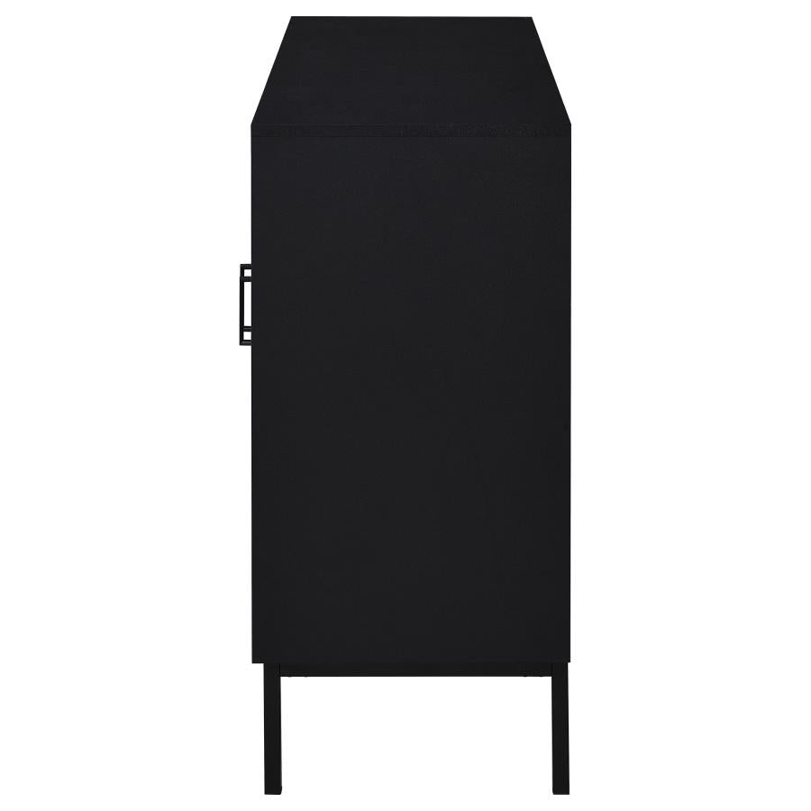 Jess 2-door Arched Fluted Glass Accent Cabinet Black-5