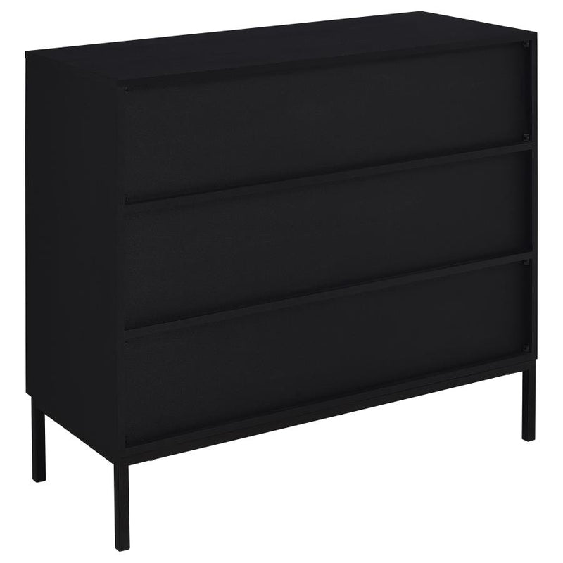 Jess 2-door Arched Fluted Glass Accent Cabinet Black-zoom-