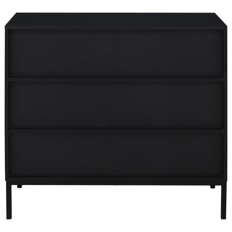 Jess 2-door Arched Fluted Glass Accent Cabinet Black-zoom-