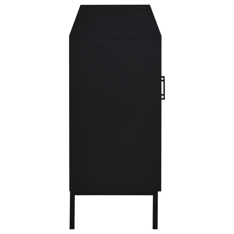 Jess 2-door Arched Fluted Glass Accent Cabinet Black-8