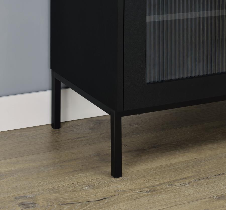 Jess 2-door Arched Fluted Glass Accent Cabinet Black-zoom-9