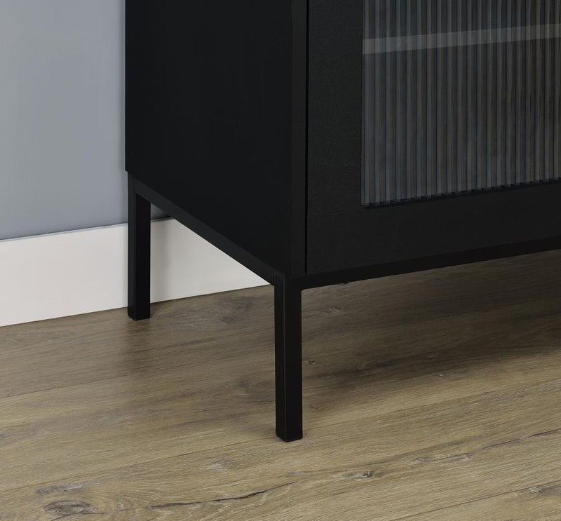 Jess 2-door Arched Fluted Glass Accent Cabinet Black-zoom-