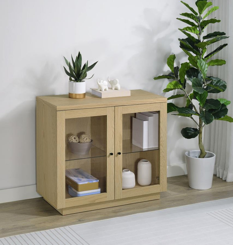 Tilbury 2-door Glass Front Accent Display Cabinet Light Oak-zoom-