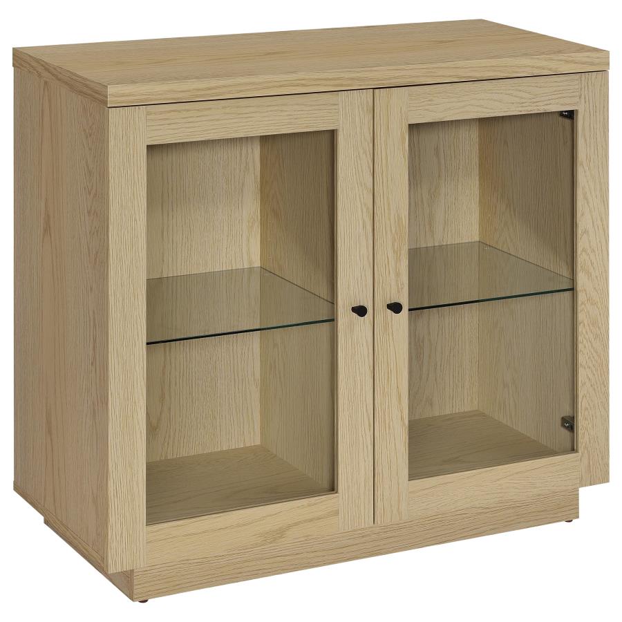 Tilbury 2-door Glass Front Accent Display Cabinet Light Oak-zoom-1