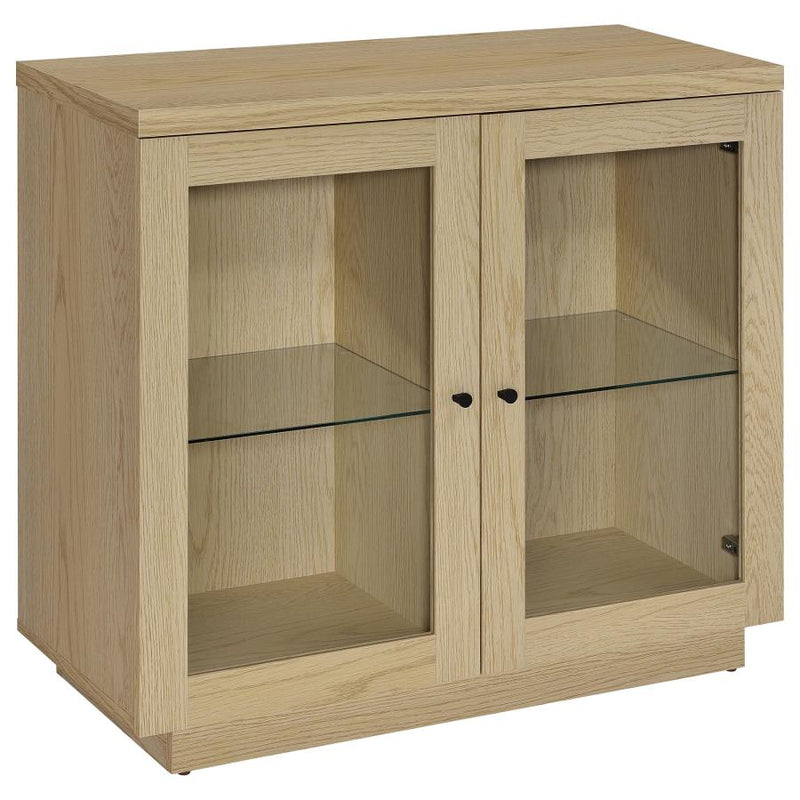 Tilbury 2-door Glass Front Accent Display Cabinet Light Oak-zoom-