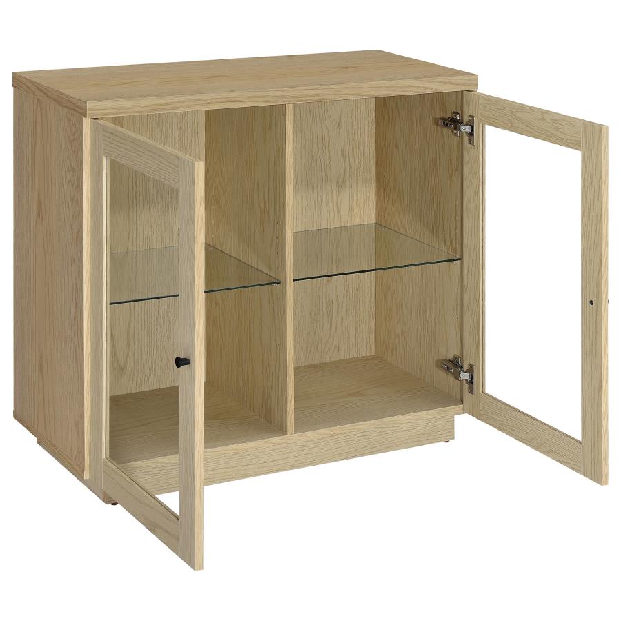 Tilbury 2-door Glass Front Accent Display Cabinet Light Oak-zoom-3