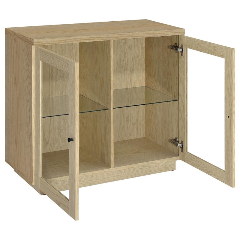 Tilbury 2-door Glass Front Accent Display Cabinet Light Oak-zoom-