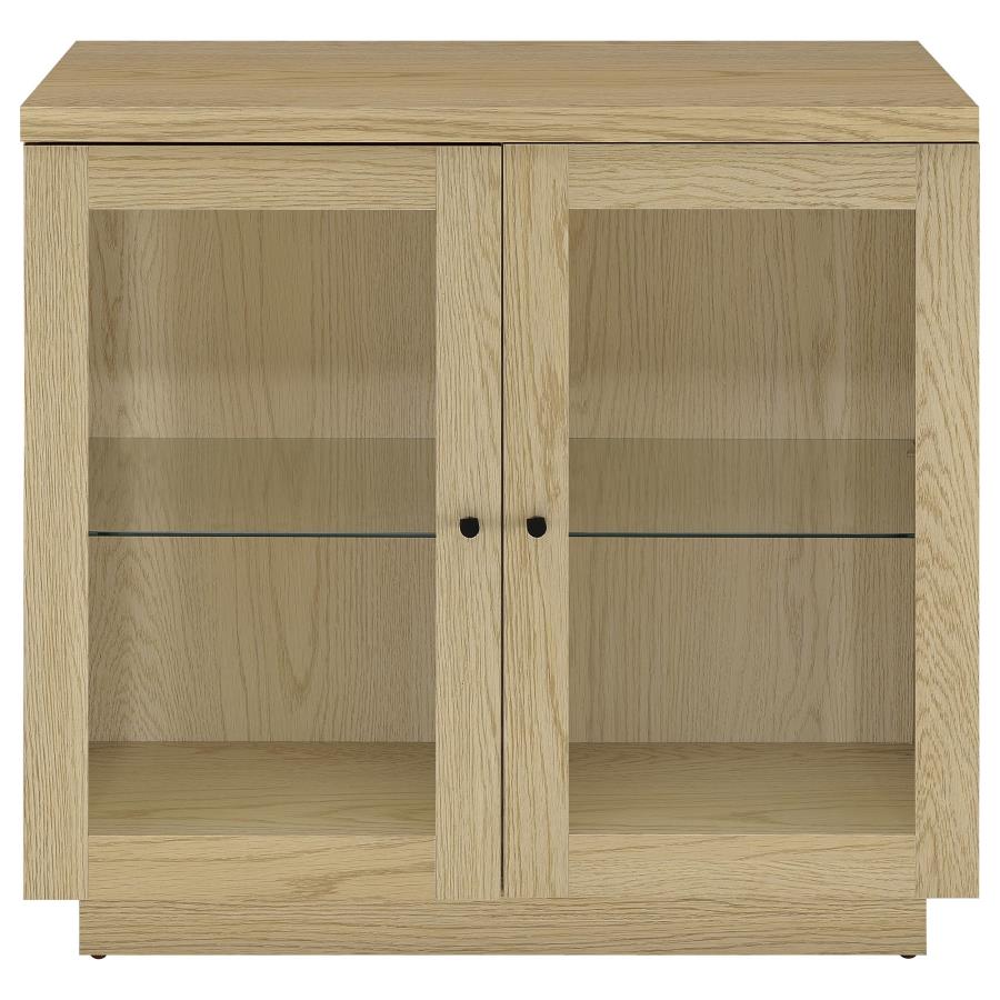 Tilbury 2-door Glass Front Accent Display Cabinet Light Oak-4