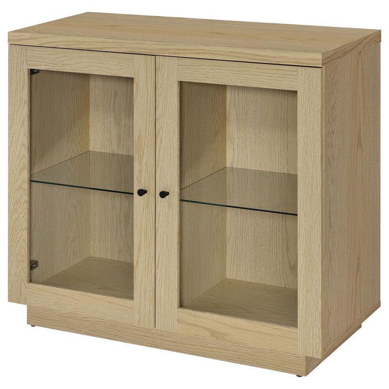 Tilbury 2-door Glass Front Accent Display Cabinet Light Oak-zoom-