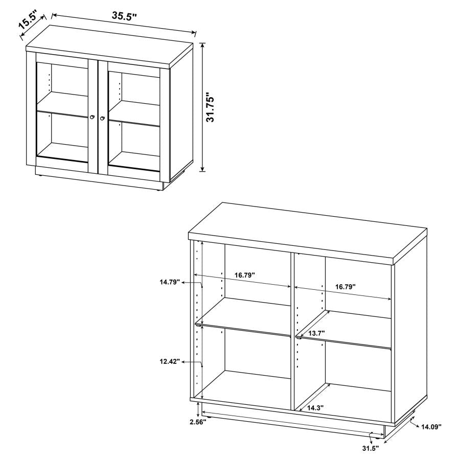 Tilbury 2-door Glass Front Accent Display Cabinet Light Oak-zoom-11
