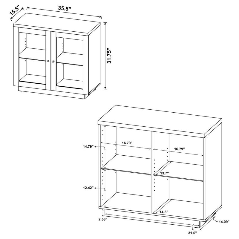 Tilbury 2-door Glass Front Accent Display Cabinet Light Oak-zoom-