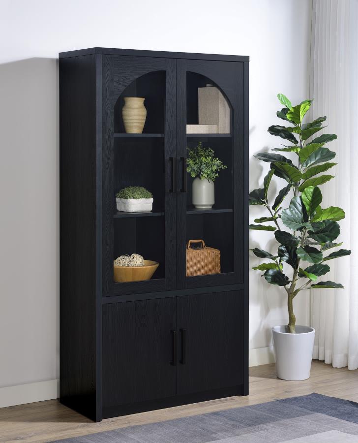 Riva 4-door Tall Accent Display Cabinet LED Lighting Black-zoom-