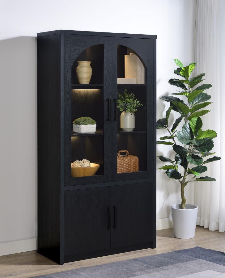 Riva 4-door Tall Accent Display Cabinet LED Lighting Black-zoom-3