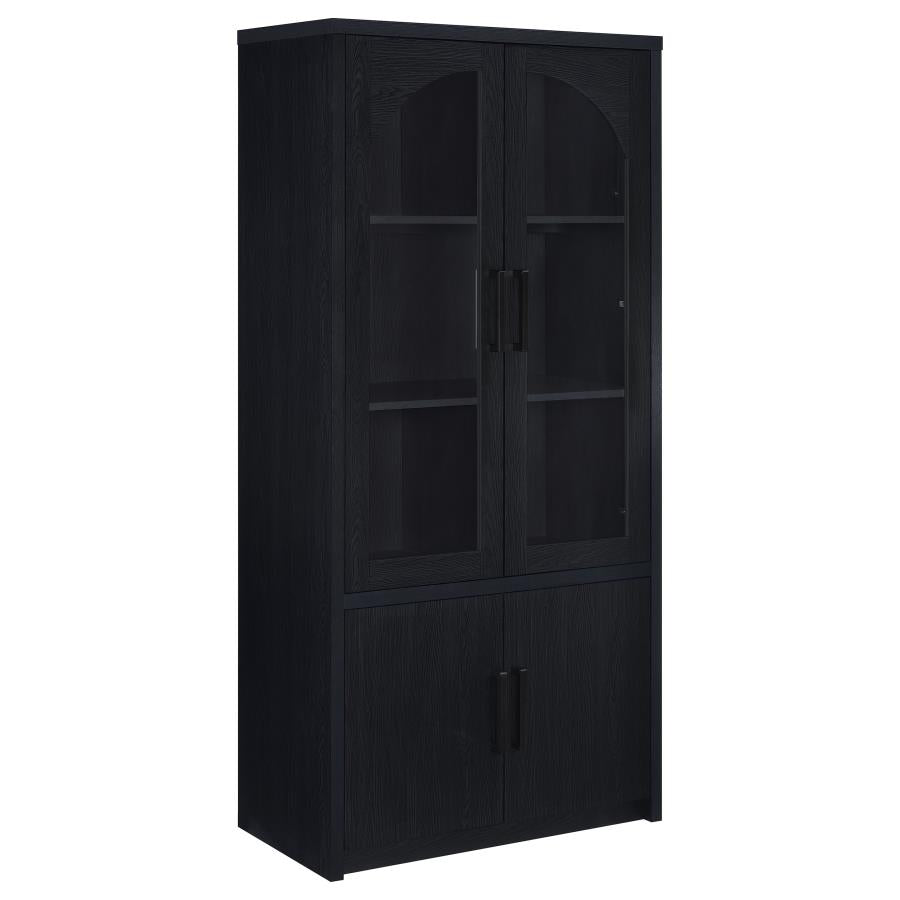 Riva 4-door Tall Accent Display Cabinet LED Lighting Black-1